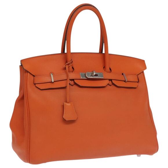 HERMES Birkin 35 Hand Bag Swift Orange Silver - Picture 1 of 16